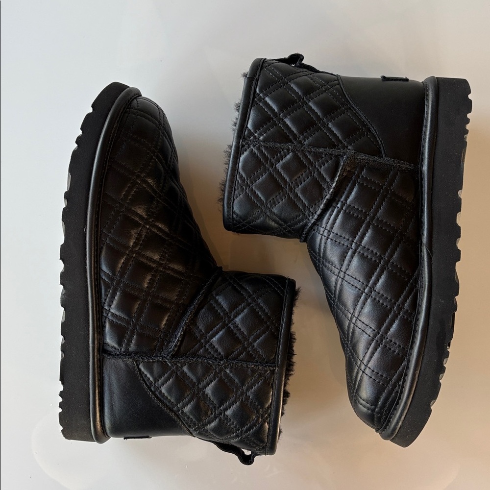 Quilted UGG Women's Ankle Boot with genuine shearling lining.